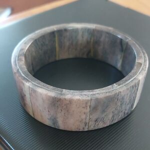 Gorgeous Chunky Bangle Stone-like  Grey Textured Marble